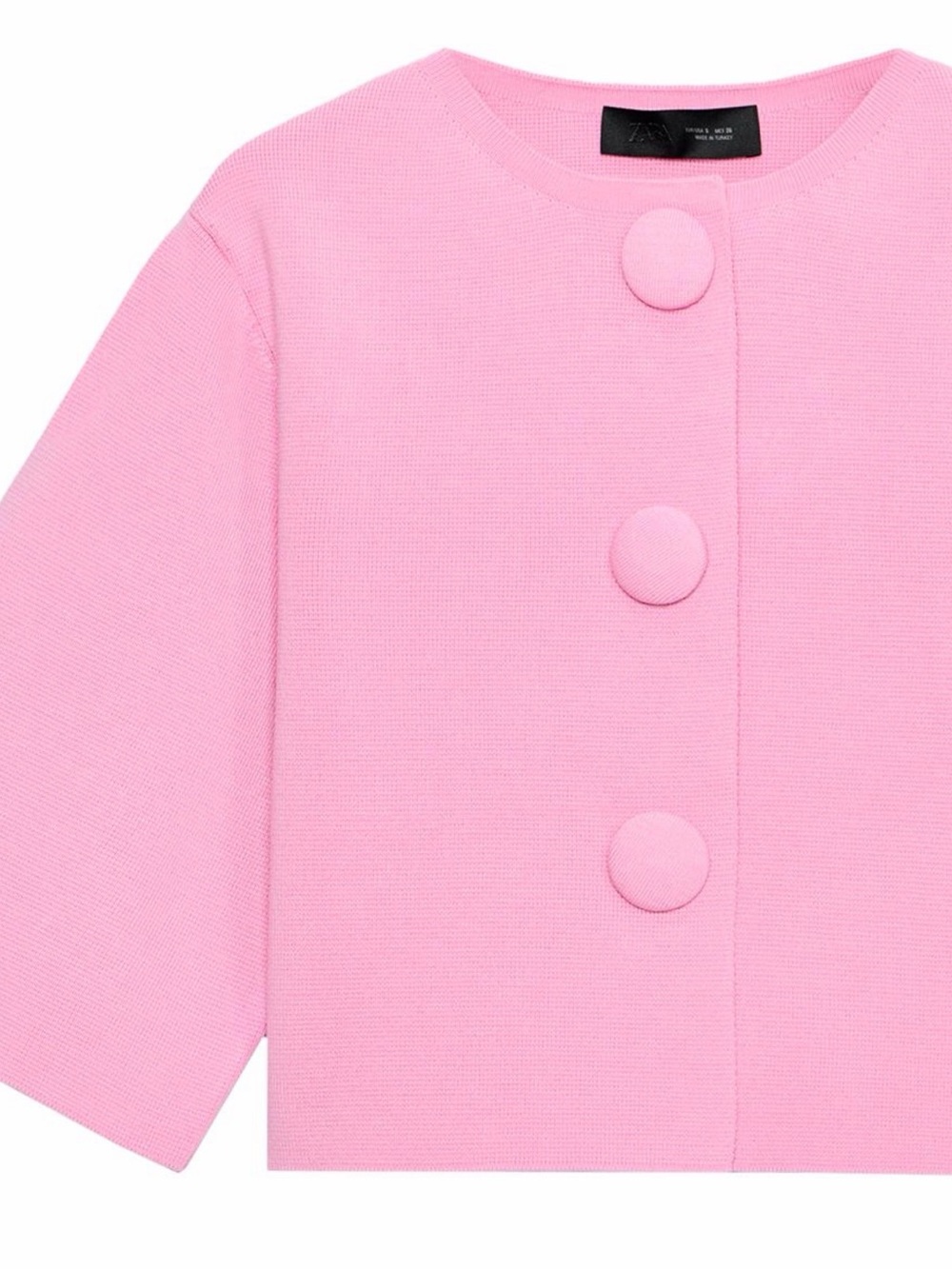 Zara Pink Cropped Structured Button-Front Top - Picture 2 of 3